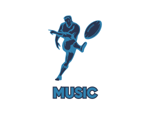 Quarterback - Blue Rugby Player logo design
