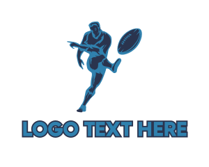 Kick - Blue Rugby Player logo design