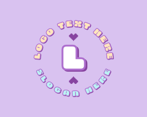 Cute Pixel Heart logo design