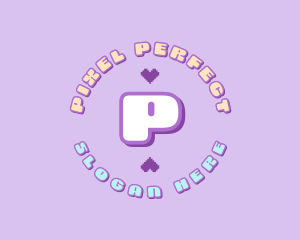 Cute Pixel Heart logo design