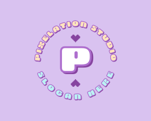 Cute Pixel Heart logo design