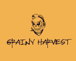 Grainy - Punk Music Skull logo design