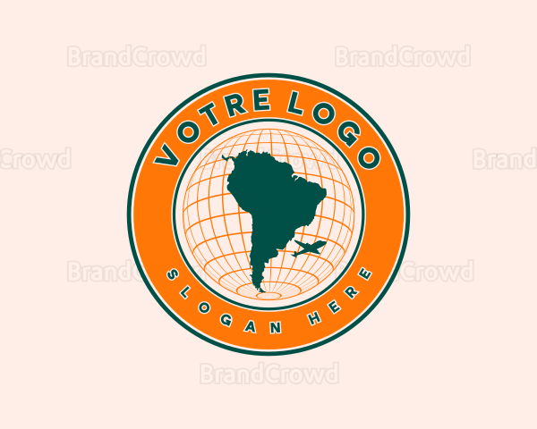 South America Globe Logo