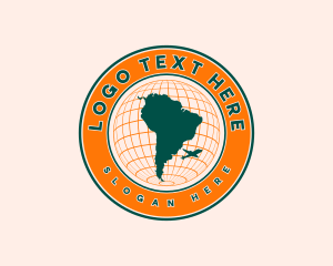 Map - South America Globe logo design