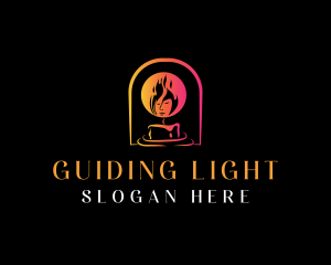 Woman Candle Light logo design