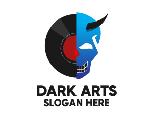 DJ Demon Skull Disc logo design