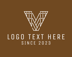 Woodworking - Modern Professional Outline Letter V logo design