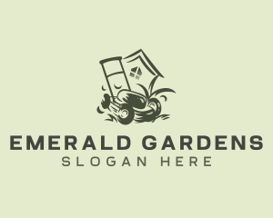 House Grass Lawn Mower logo design