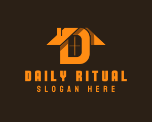 Orange Letter D House logo design