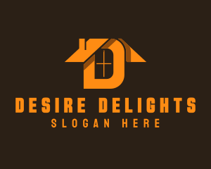 Orange Letter D House logo design