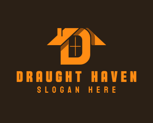 Orange Letter D House logo design