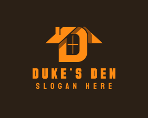 Orange Letter D House logo design