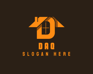 Orange Letter D House logo design