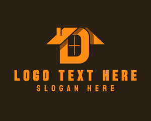 Construction - Orange Letter D House logo design