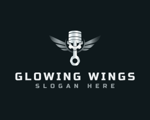 Piston Cog Wings logo design