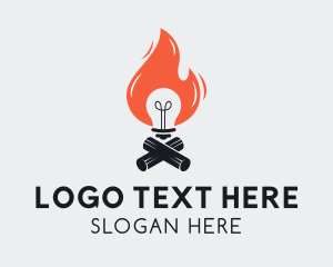 Flame Light Bulb  logo design