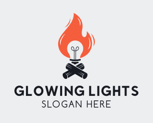 Flame Light Bulb  logo design