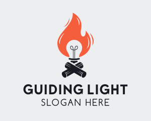 Flame Light Bulb  logo design