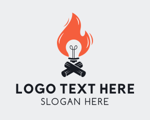 Plug - Flame Light Bulb logo design