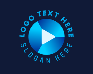 Video Player - Tech Play Button logo design