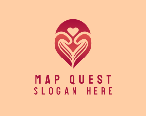 Red Heart Map Pin logo design