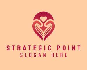 Positioning - Red Heart Map Pin logo design