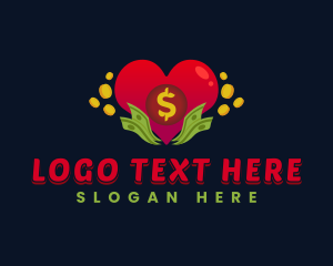 Heart Dollar Cash Logo