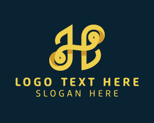 Heritage - Ribbon Shadow Letter H logo design