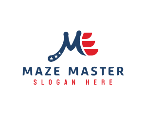 Patriotic American Letter M logo design