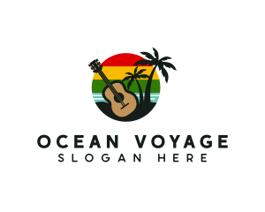 Reggae Guitar Beach logo design