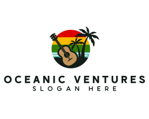 Reggae Guitar Beach logo design