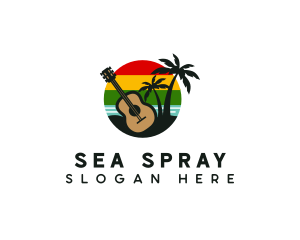 Reggae Guitar Beach logo design