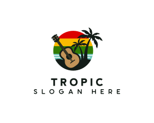 Reggae Guitar Beach logo design