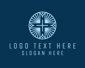 Preacher - Blue Cross Christianity logo design