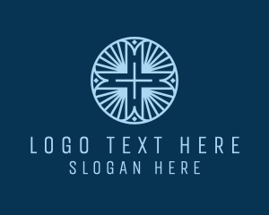 Preaching - Blue Cross Christianity logo design