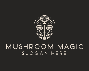 Mushroom - Fungi Mushroom Leaves logo design