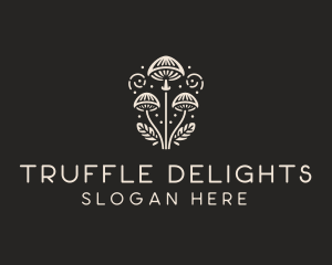 Truffle - Fungi Mushroom Leaves logo design