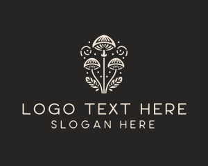 Forest - Fungi Mushroom Leaves logo design