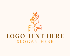 Candle - Lady Candle Flame logo design