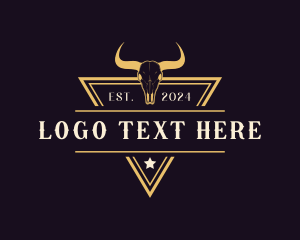Rural - Animal Skull Ranch Triangle logo design