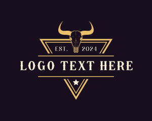 Livestock - Animal Skull Ranch Triangle logo design