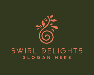 Leaf Swirl Droplet logo design