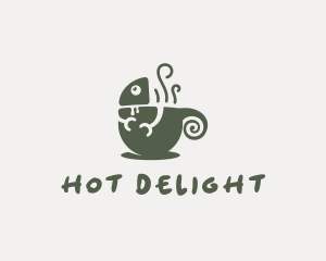 Chameleon Coffee Tea Cup logo design