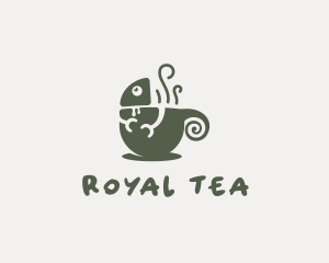 Chameleon Coffee Tea Cup logo design