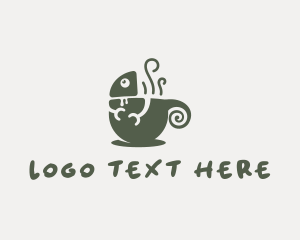 Chameleon Coffee Tea Cup Logo