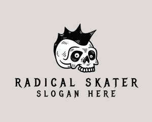 Skater - Mohawk Skull Punk logo design