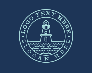 Travel - Blue Sea Lighthouse logo design