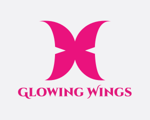 Pink Butterfly Wings  logo design