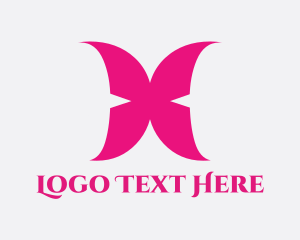 Fly - Pink Butterfly Wings logo design