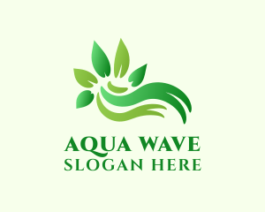 Green Leaf Wave logo design